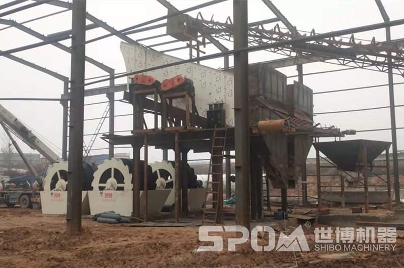 河卵石破碎制砂洗砂，現(xiàn)場圖